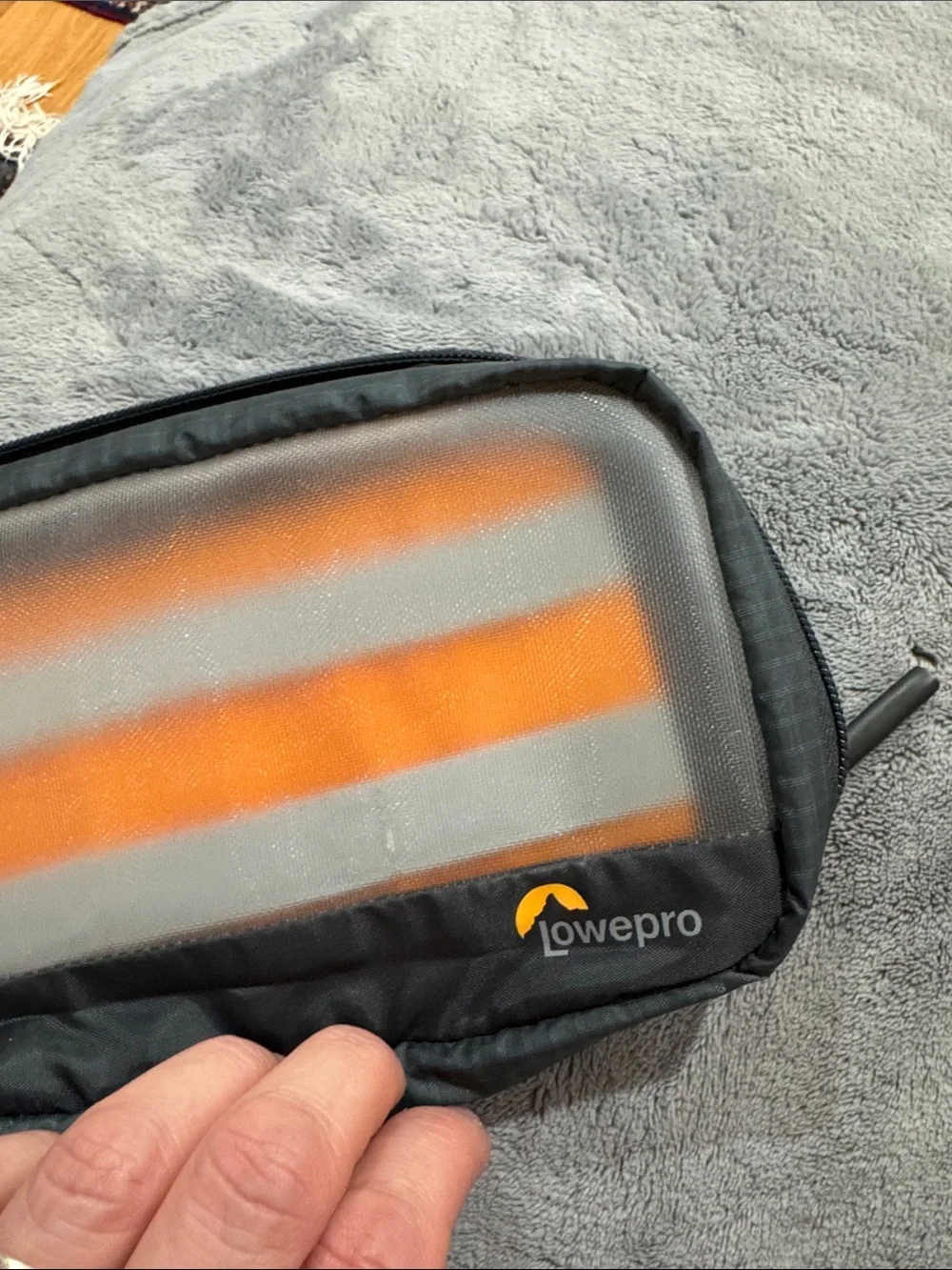 Lowepro Gearup Medium Pouch Gray Camera Gear Pouch with Orange Interior